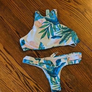 High neck tropical bikini